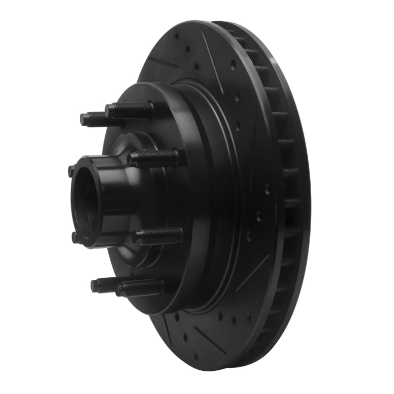R1 1994-1999 Dodge Ram 2500 Front Right Drilled & Slotted Black Brake Rotor