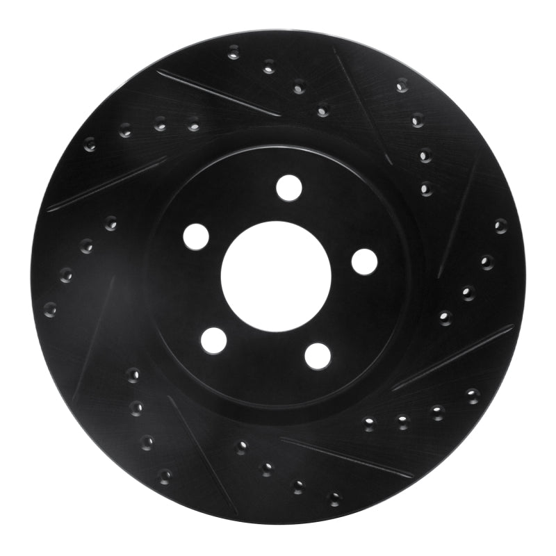 R1 03-09 Chrysler PT Cruiser Front Right Drilled & Slotted Black Brake Rotor