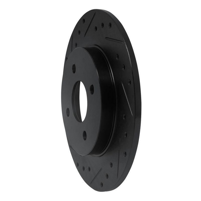 R1 02-04 Ford Focus Rear Left Drilled & Slotted Black Brake Rotor