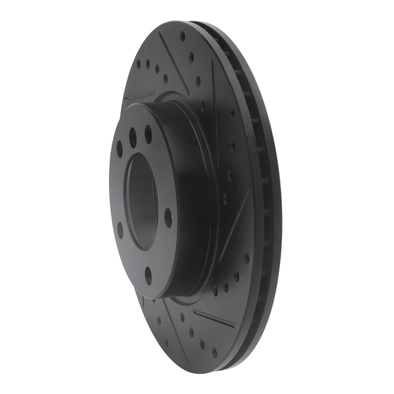 R1 91-06 BMW 328I Front Right Drilled & Slotted Black Brake Rotor