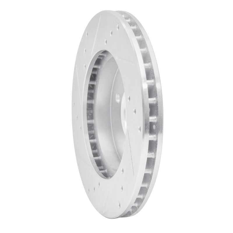 R1 98-07 Mitsubishi Lancer Front Right Drilled & Slotted Silver Brake Rotor