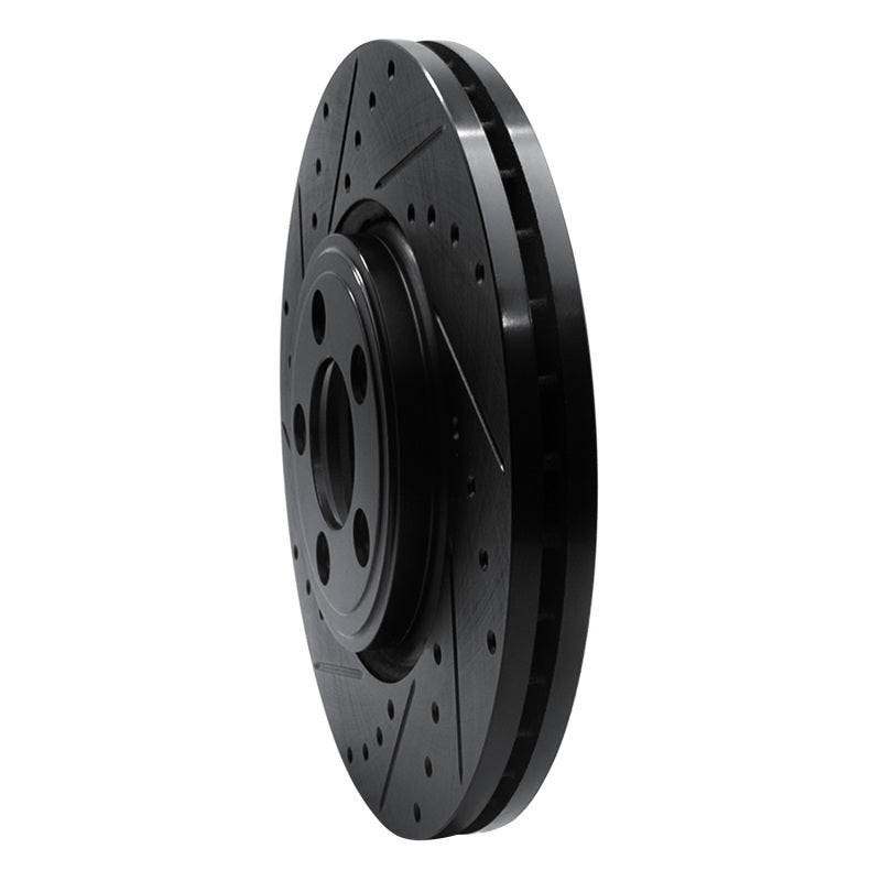 R1 06-10 Jaguar XK Front Left Drilled & Slotted Black Brake Rotor