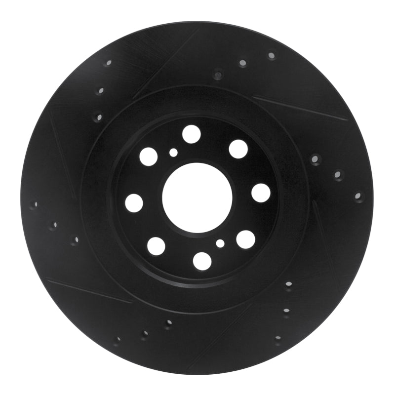 R1 00-05 Toyota MR2 Spyder Rear Right Drilled & Slotted Black Brake Rotor