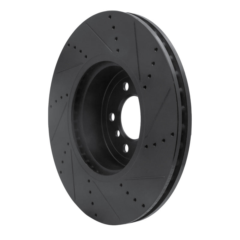 R1 13-20 BMW 440I Gran Coupe Front Left Drilled & Slotted Black Brake Rotor