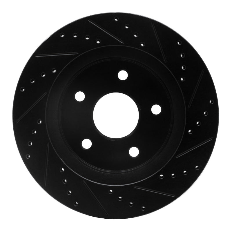R1 02-24 Chrysler ASPEN Front Left Drilled & Slotted Black Brake Rotor