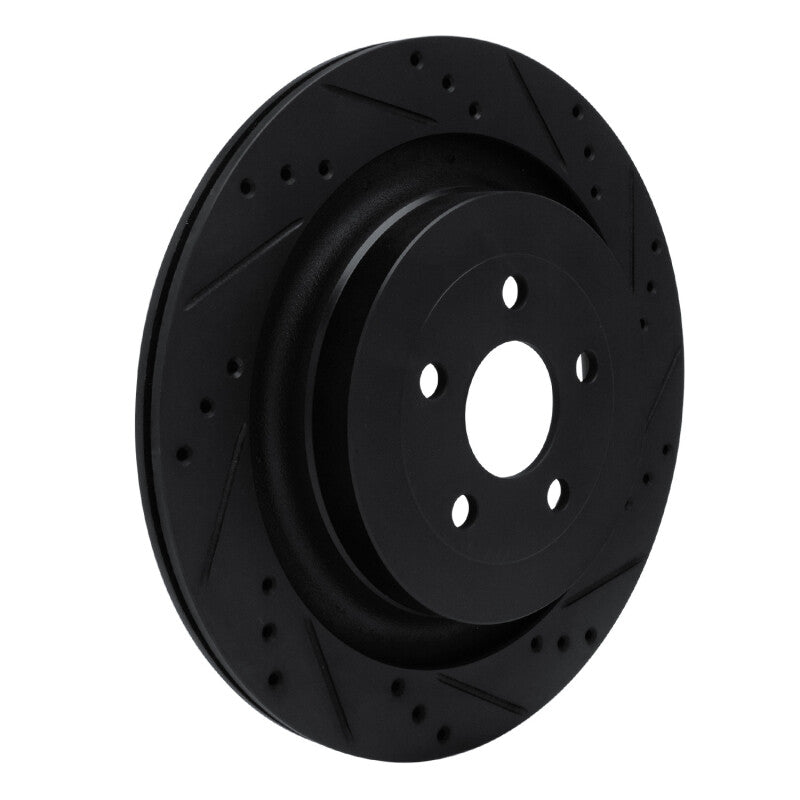 R1 19-24 Ford Edge Rear Right Drilled & Slotted Black Brake Rotor