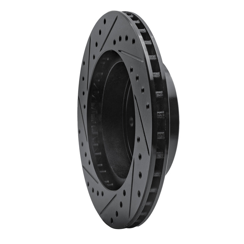 R1 87-90 Dodge Dakota 4WD Front Right Drilled & Slotted Black Brake Rotor
