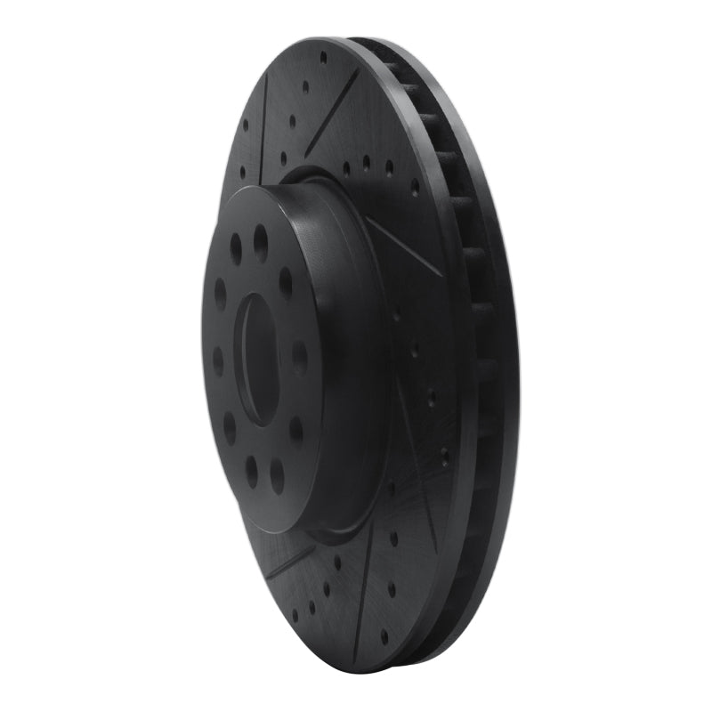 R1 14-20 Cadillac CTS Front Left Drilled & Slotted Black Brake Rotor