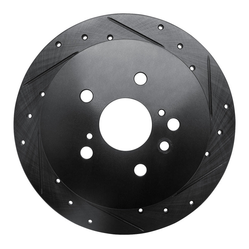 R1 09-15 Toyota Venza Rear Right Drilled & Slotted Black Brake Rotor
