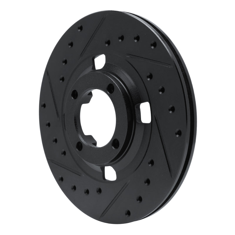 R1 83-89 Isuzu Impulse Front Left Drilled & Slotted Black Brake Rotor