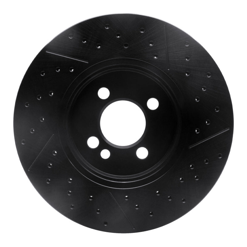R1 07-15 Mini Cooper Clubman Front Drilled & Slotted Black Brake Rotor