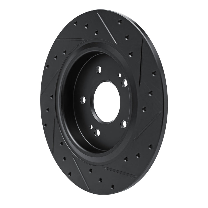 R1 -25 Hyundai Palisade Rear Left Drilled & Slotted Black Brake Rotor
