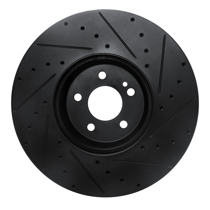 R1 15-23 Mercedes-Benz E300 Front Left Drilled & Slotted Black Brake Rotor