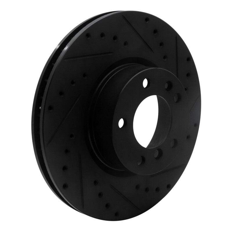 R1 93-97 BMW 850CI Front Right Drilled & Slotted Black Brake Rotor