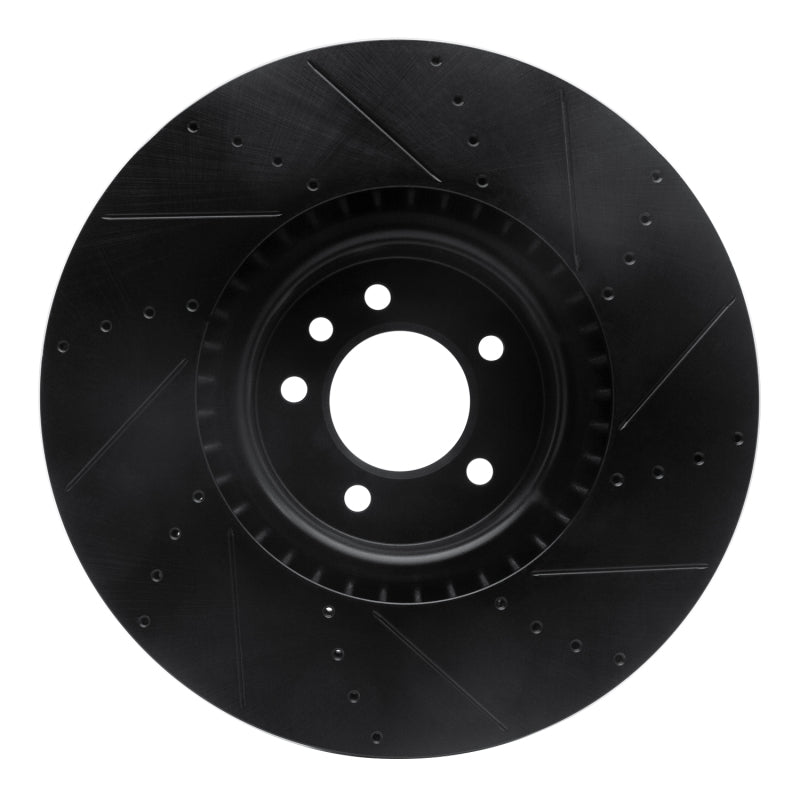 R1 18-25 Land Rover Defender 110 Front Left Drilled & Slotted Black Brake Rotor