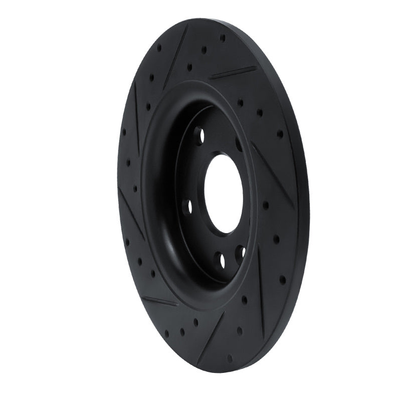 R1 17-25 Chrysler Voyager Rear Right Drilled & Slotted Black Brake Rotor