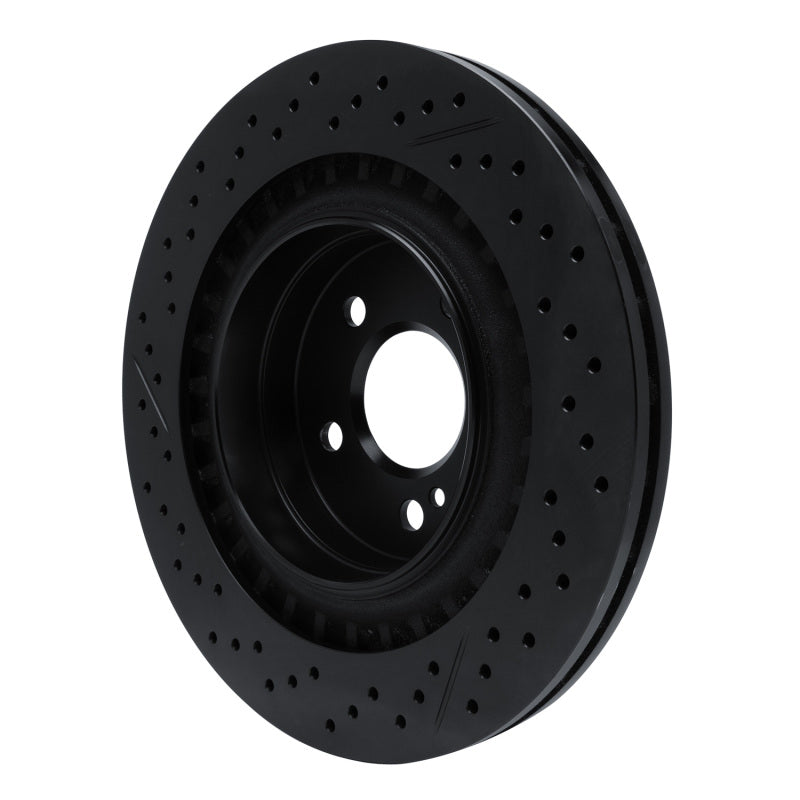 R1 08-15 Mercedes-Benz C63 AMG Rear Drilled & Slotted Black Brake Rotor