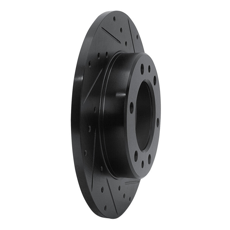 R1 81-85 Toyota 4Runner Front Right Drilled & Slotted Black Brake Rotor