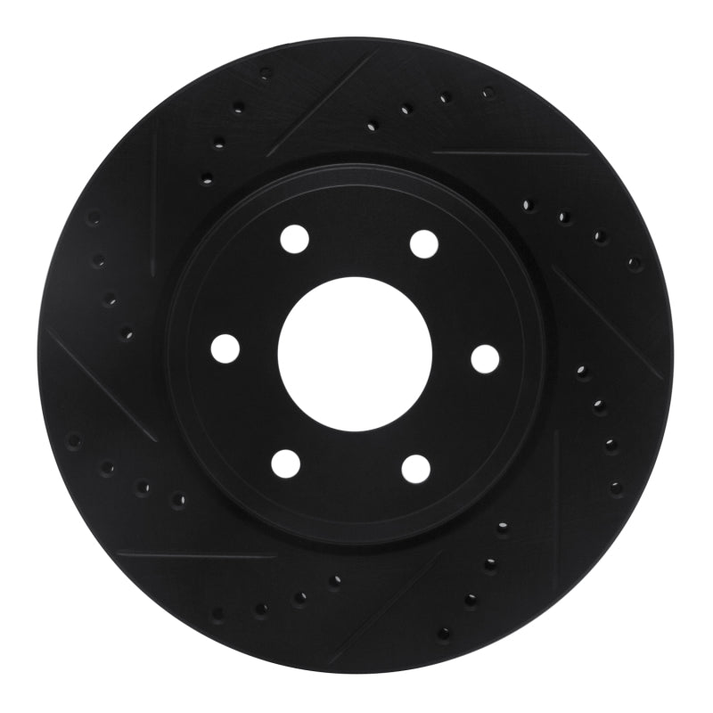 R1 05-21 Nissan Frontier Front Left Drilled & Slotted Black Brake Rotor