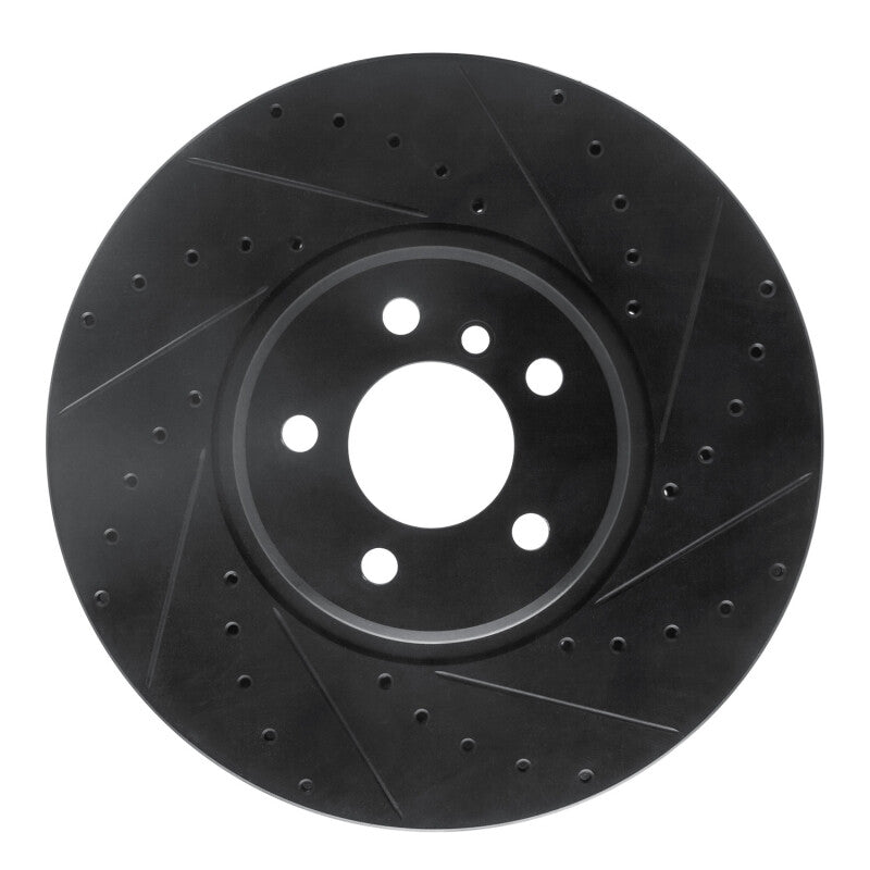 R1 08-19 BMW X5 Front Right Drilled & Slotted Black Brake Rotor
