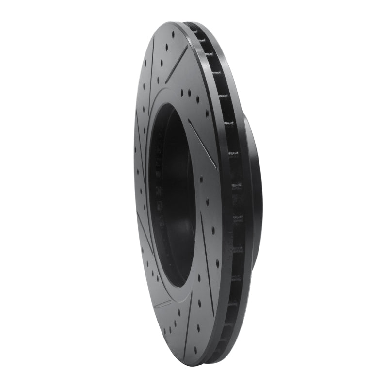 R1 04-10 BMW X3 Front Right Drilled & Slotted Black Brake Rotor
