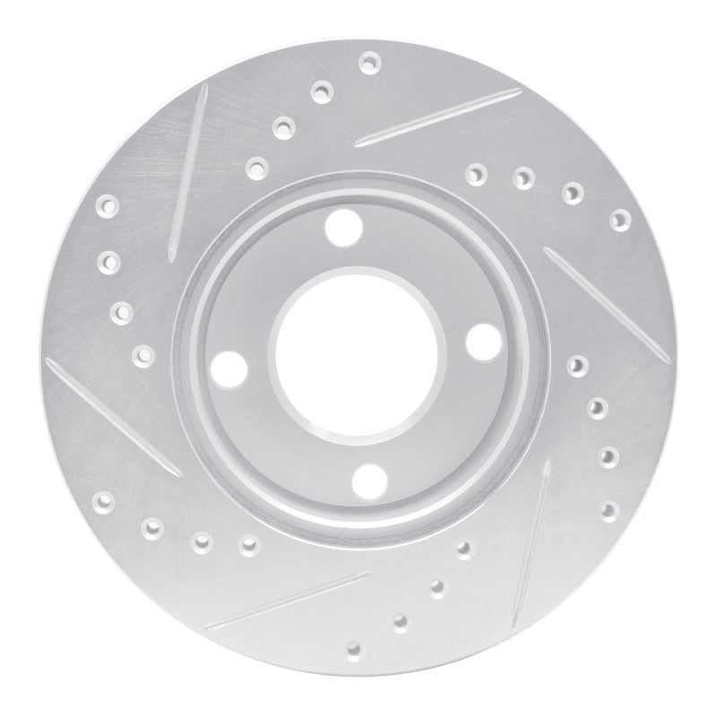 R1 84-87 Audi Coupe Front Right Drilled & Slotted Silver Brake Rotor