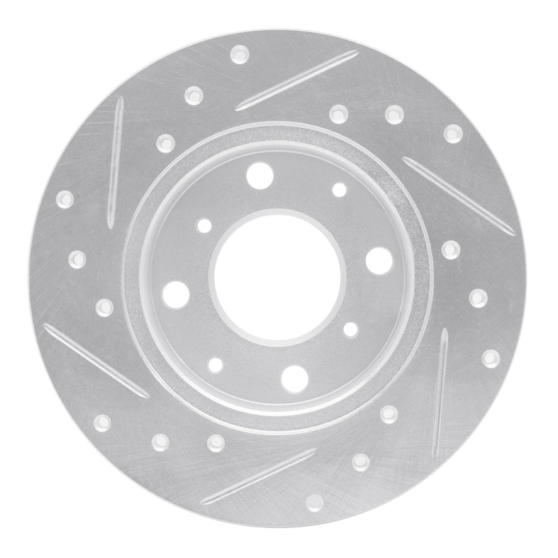 R1 84-87 Honda Civic Front Right Drilled & Slotted Silver Brake Rotor