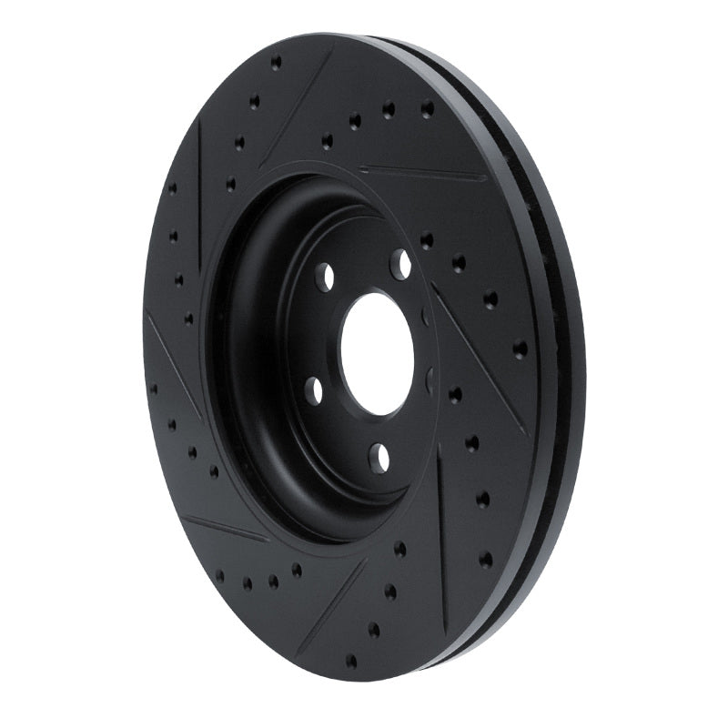 R1 17-19 Jaguar F-Pace Front Right Drilled & Slotted Black Brake Rotor