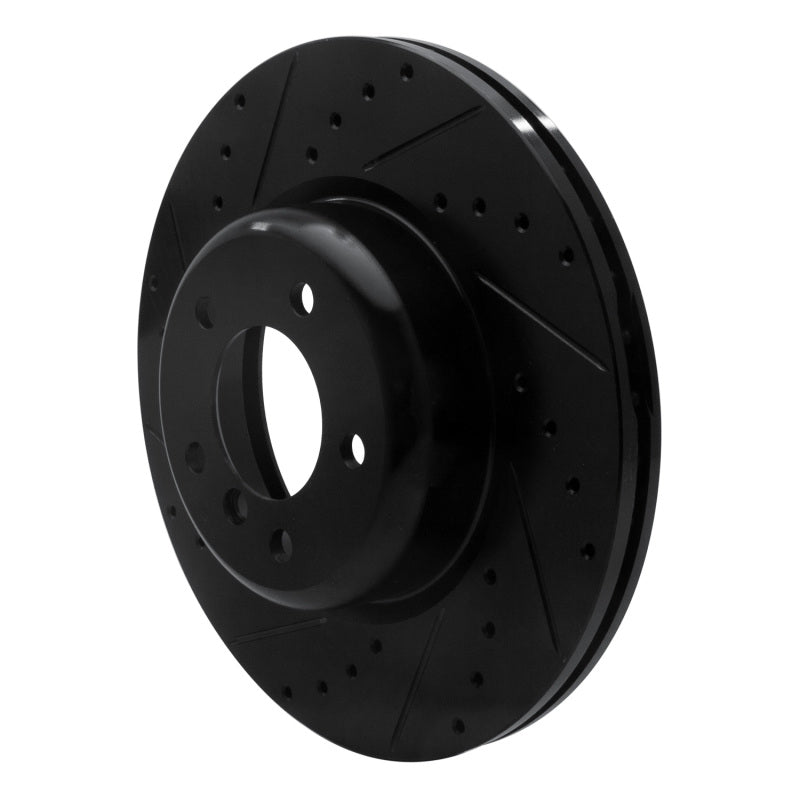 R1 06-13 BMW 135I Front Left Drilled & Slotted Black Brake Rotor