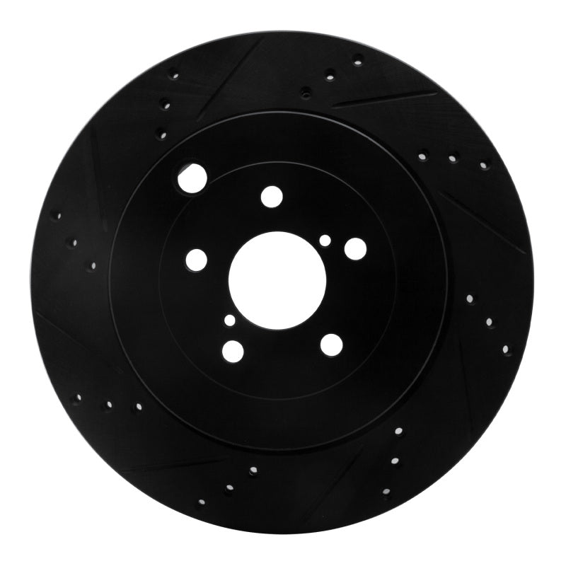 R1 17-25 Subaru BRZ Rear Left Drilled & Slotted Black Brake Rotor