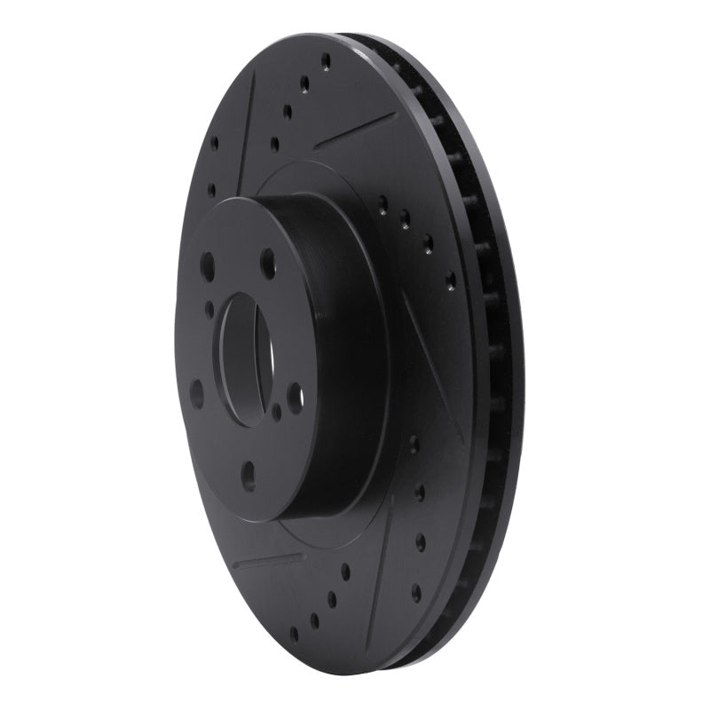 R1 90-16 Saab 9-2X Front Left Drilled & Slotted Black Brake Rotor