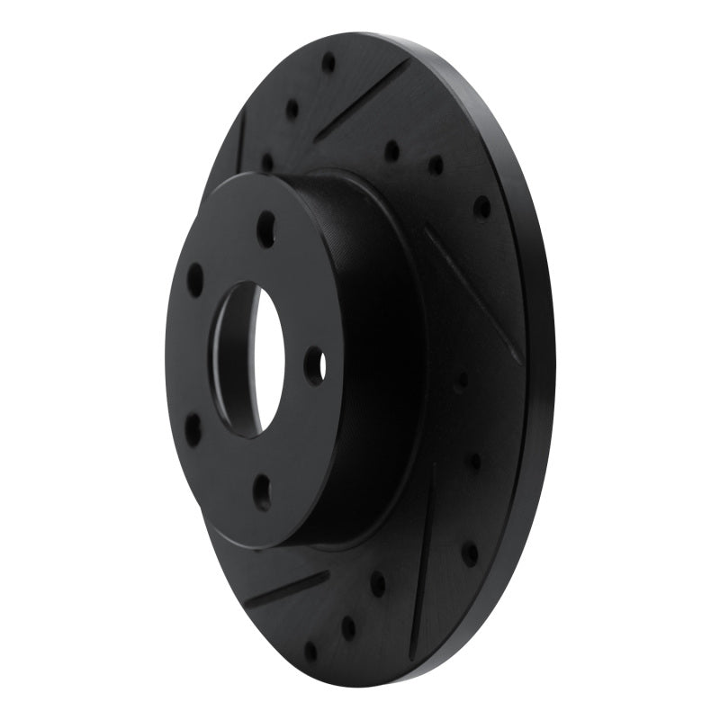 R1 84-87 Pontiac Fiero Rear Left Drilled & Slotted Black Brake Rotor
