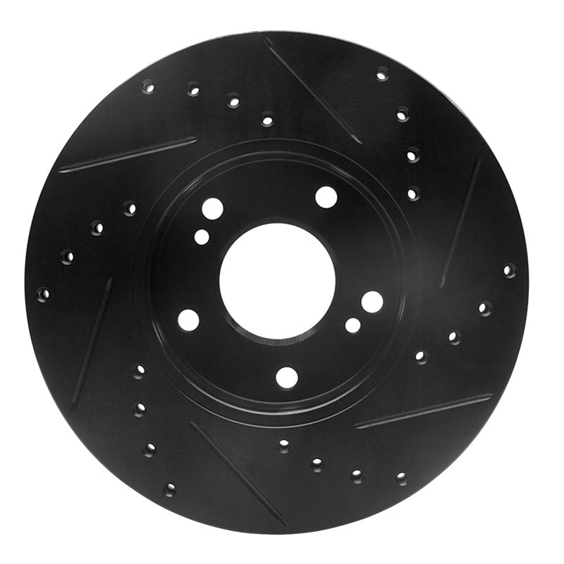 R1 89-99 Infiniti I30 Front Left Drilled & Slotted Black Brake Rotor