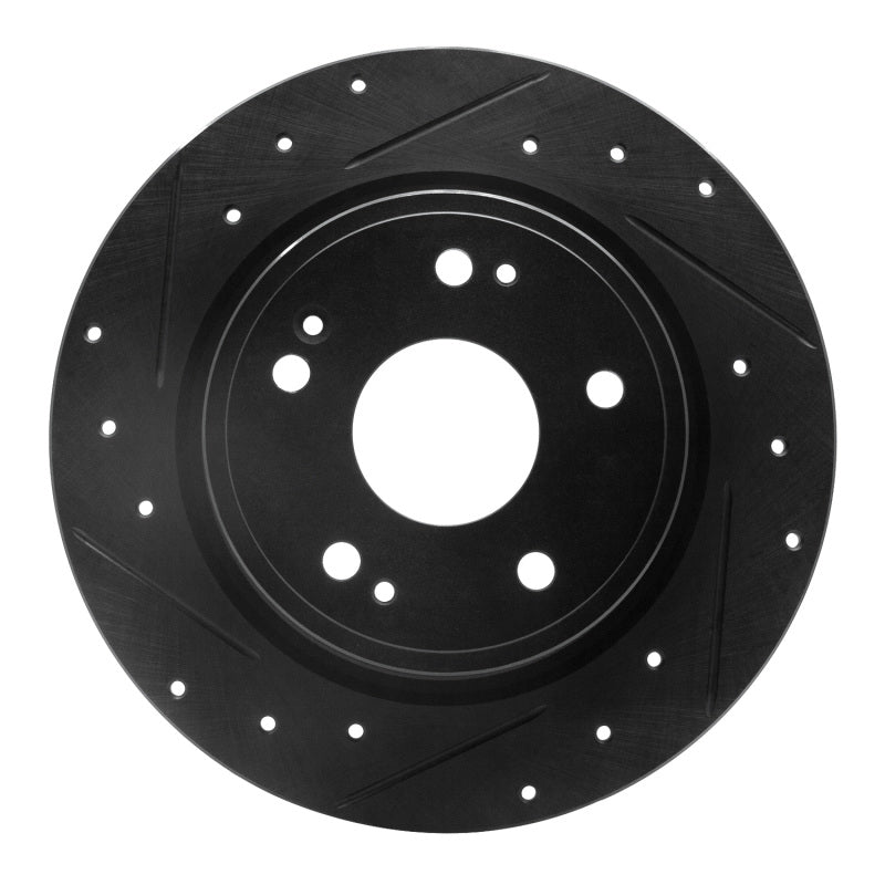 R1 2016-2025 Honda Accord Sedan Rear Left Drilled & Slotted Black Brake Rotor