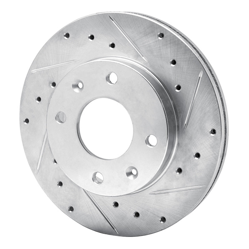 R1 88-07 Dodge Colt Front Right Drilled & Slotted Silver Brake Rotor