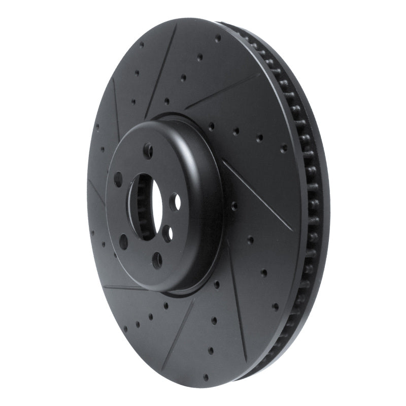 R1 16-25 BMW i5 Left Front Drilled & Slotted Black Brake Rotor