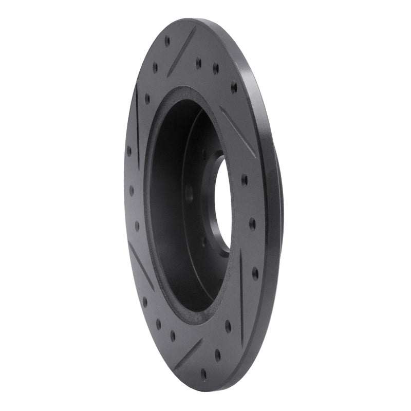 R1 89-94 Suzuki Swift Rear Right Drilled & Slotted Black Brake Rotor