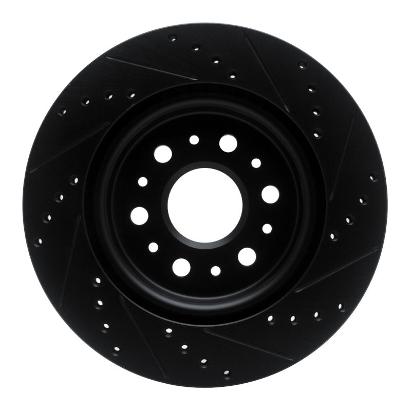 R1 17-25 Buick Enclave Rear Left Drilled & Slotted Black Brake Rotor
