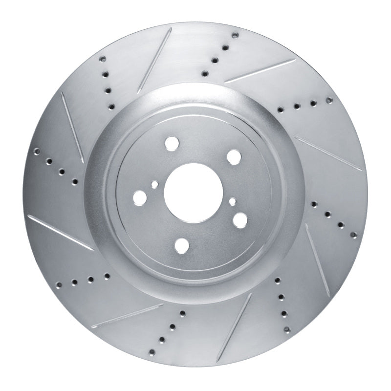 R1 15-22 Lexus RC F Left Front Drilled & Slotted Silver Brake Rotor