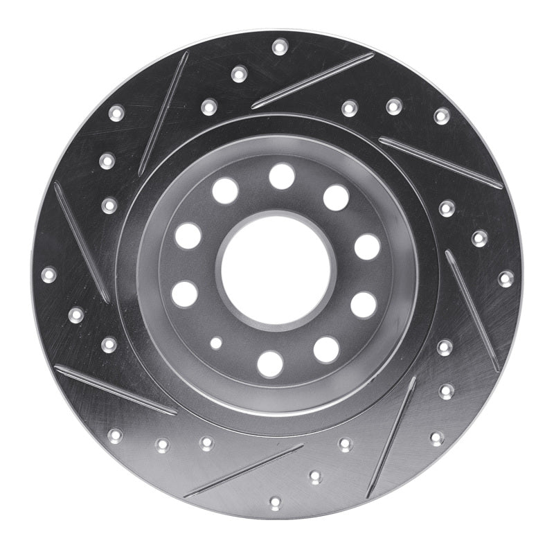 R1 05-18 Audi Q3 Rear Right Drilled & Slotted Silver Brake Rotor