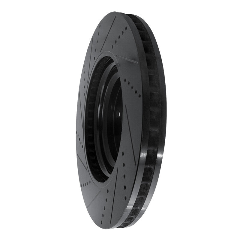 R1 10-17 Lexus LS460 Left Front Drilled & Slotted Black Brake Rotor