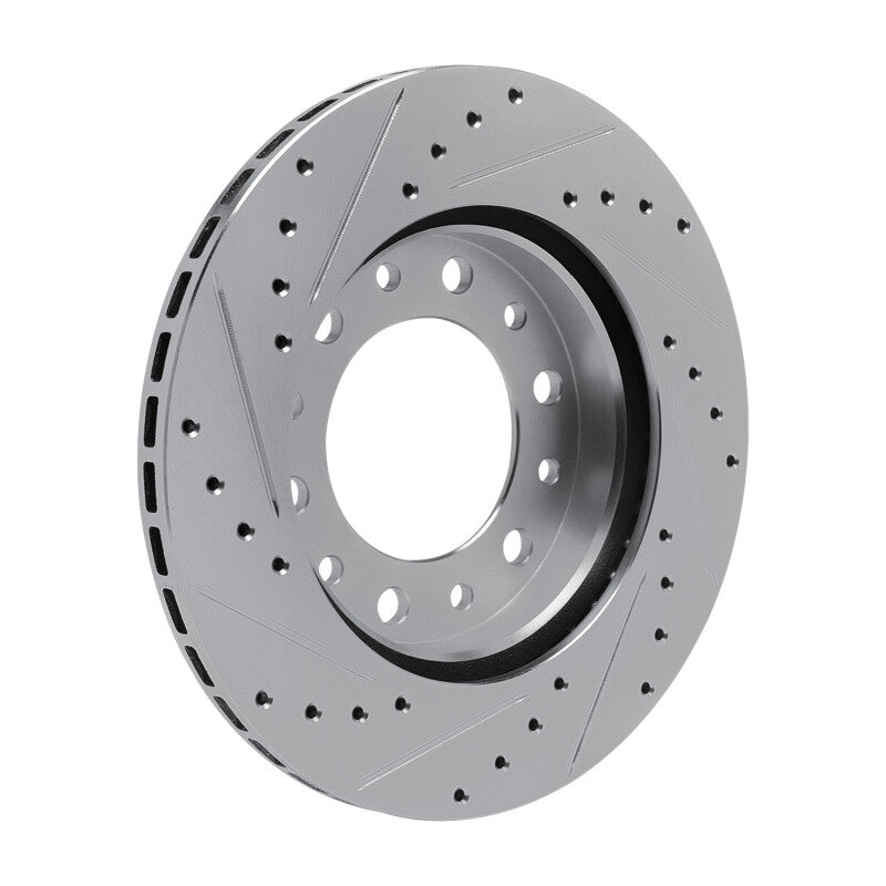 R1 76-89 Toyota Land Cruiser Front Right Drilled & Slotted Silver Brake Rotor
