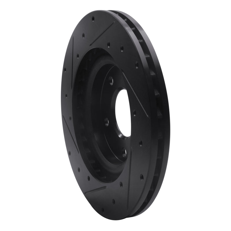 R1 07-25 Chrysler 200 Front Right Drilled & Slotted Black Brake Rotor