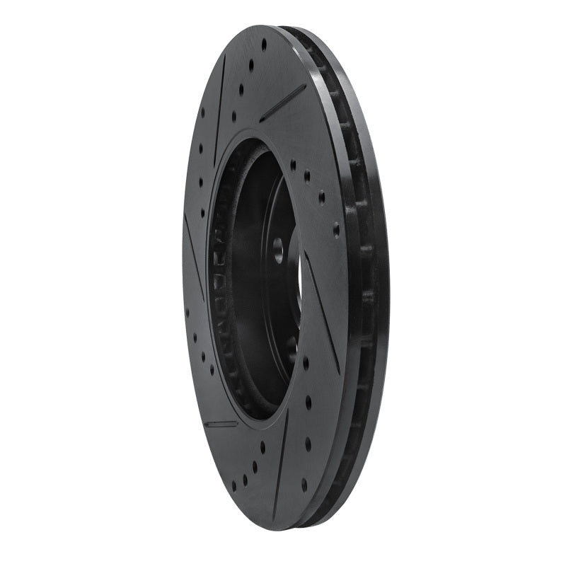 R1 14-21 Mini Cooper Clubman Front Right Drilled & Slotted Black Brake Rotor