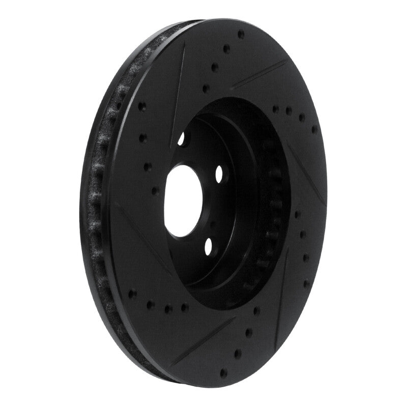 R1 94-99 Toyota Celica Front Right Drilled & Slotted Black Brake Rotor