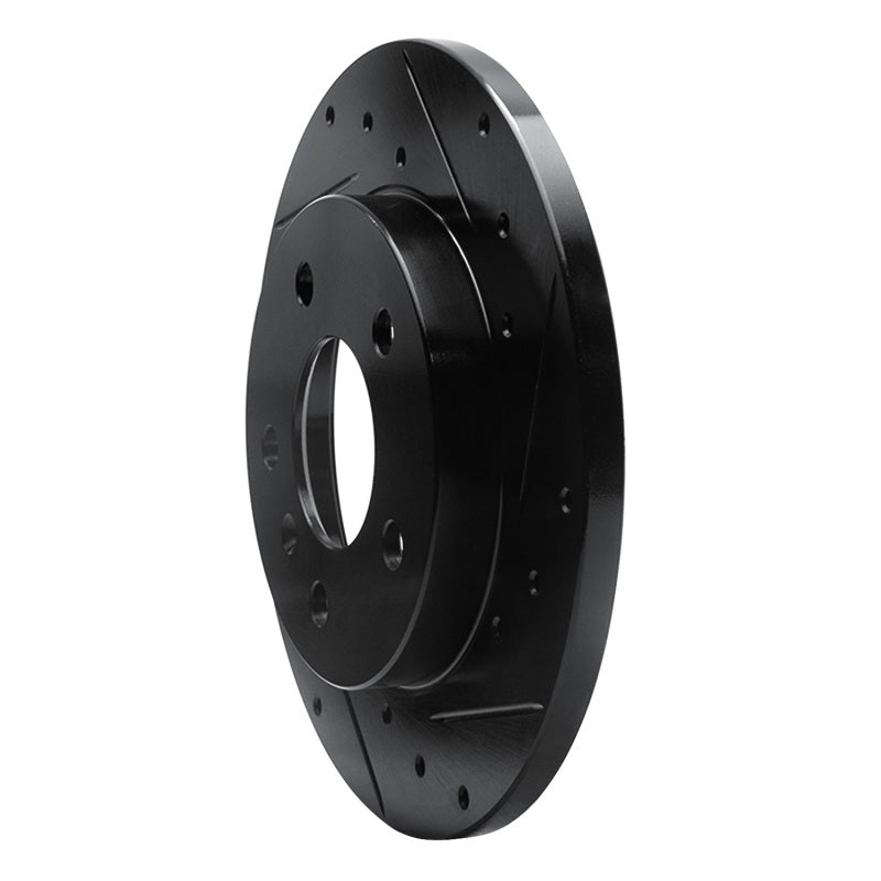 R1 04-16 Buick Allure Rear Right Drilled & Slotted Black Brake Rotor