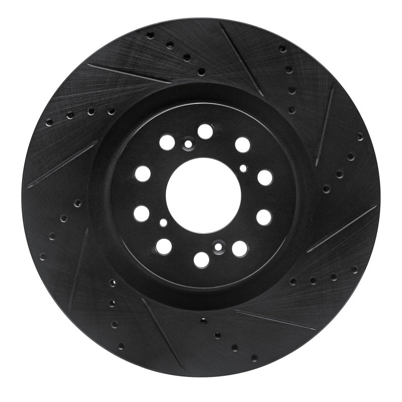 R1 17-25 Acura Integra Front Left Drilled & Slotted Black Brake Rotor
