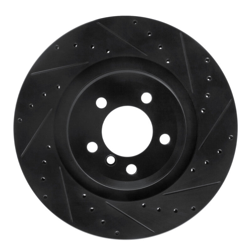 R1 07-08 BMW ALPINA B7 Rear Right Drilled & Slotted Black Brake Rotor