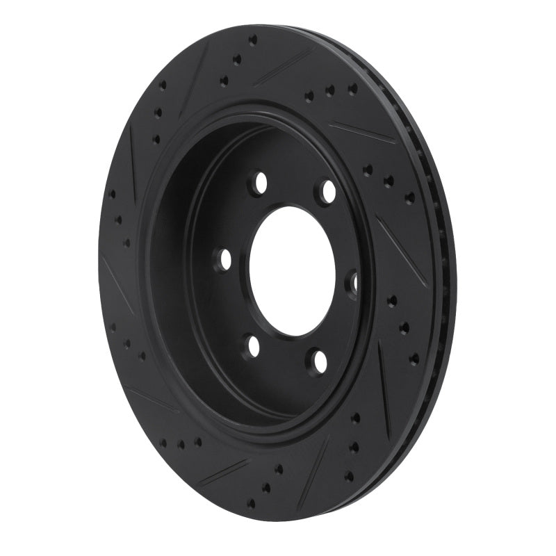 R1 15-17 Ford F-150 RWD Rear Right Drilled & Slotted Black Brake Rotor