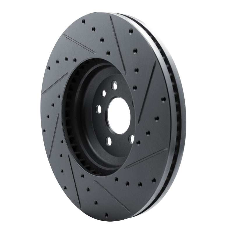 R1 20-25 Jaguar E-Pace Front Left Drilled & Slotted Black Brake Rotor